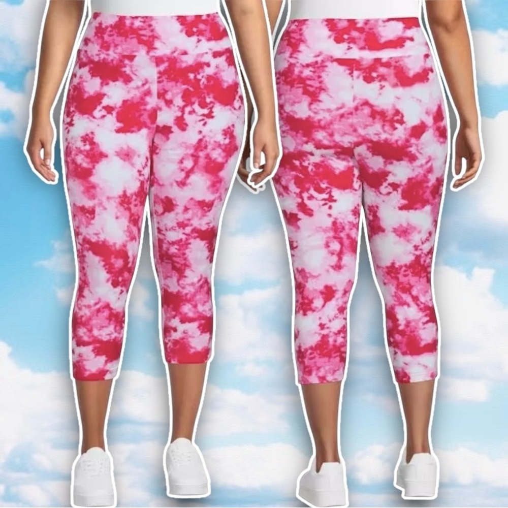 ❤️ NWOT TERRA & SKY Tie Dye Capri Leggings Pink Boho Hippie Barbiecore Rave Y2k